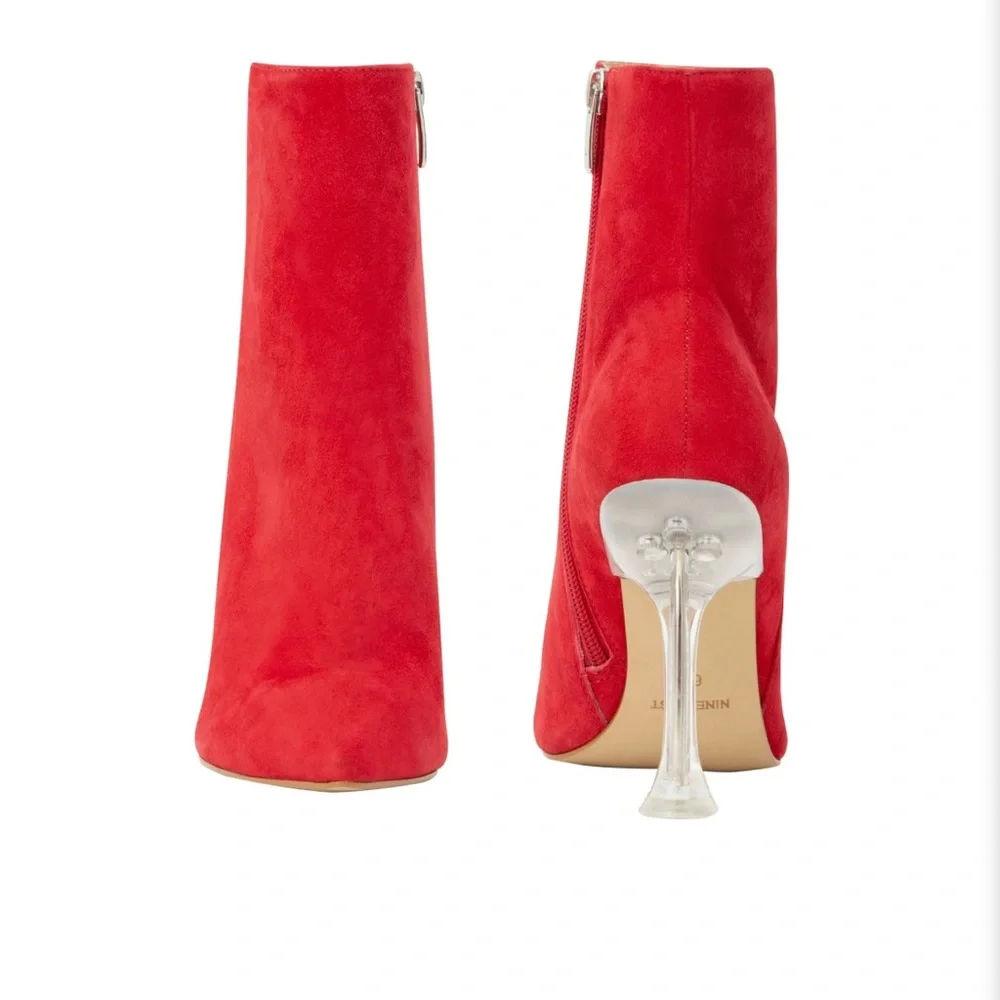 Nine West Tonight Red Suede Pointed Toe Heel Booties Size 7 NEW